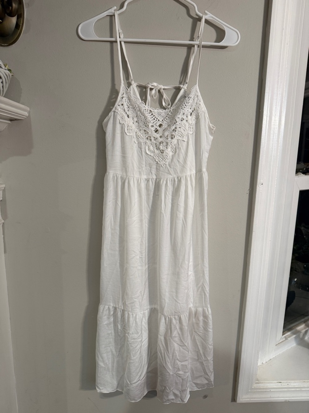 White Crochet-Trim nightie in soft fabric